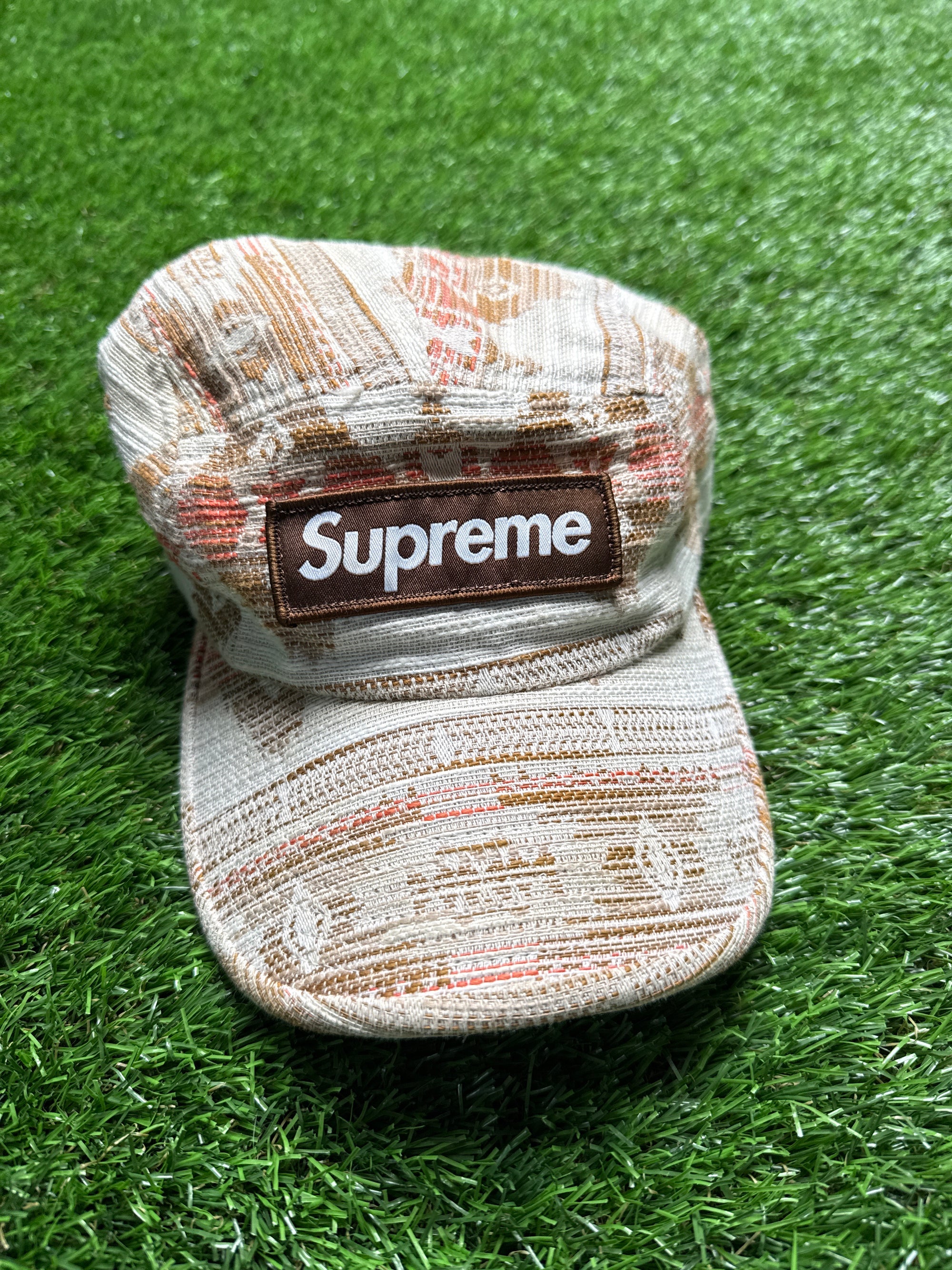 Supreme woven pattern camp cap