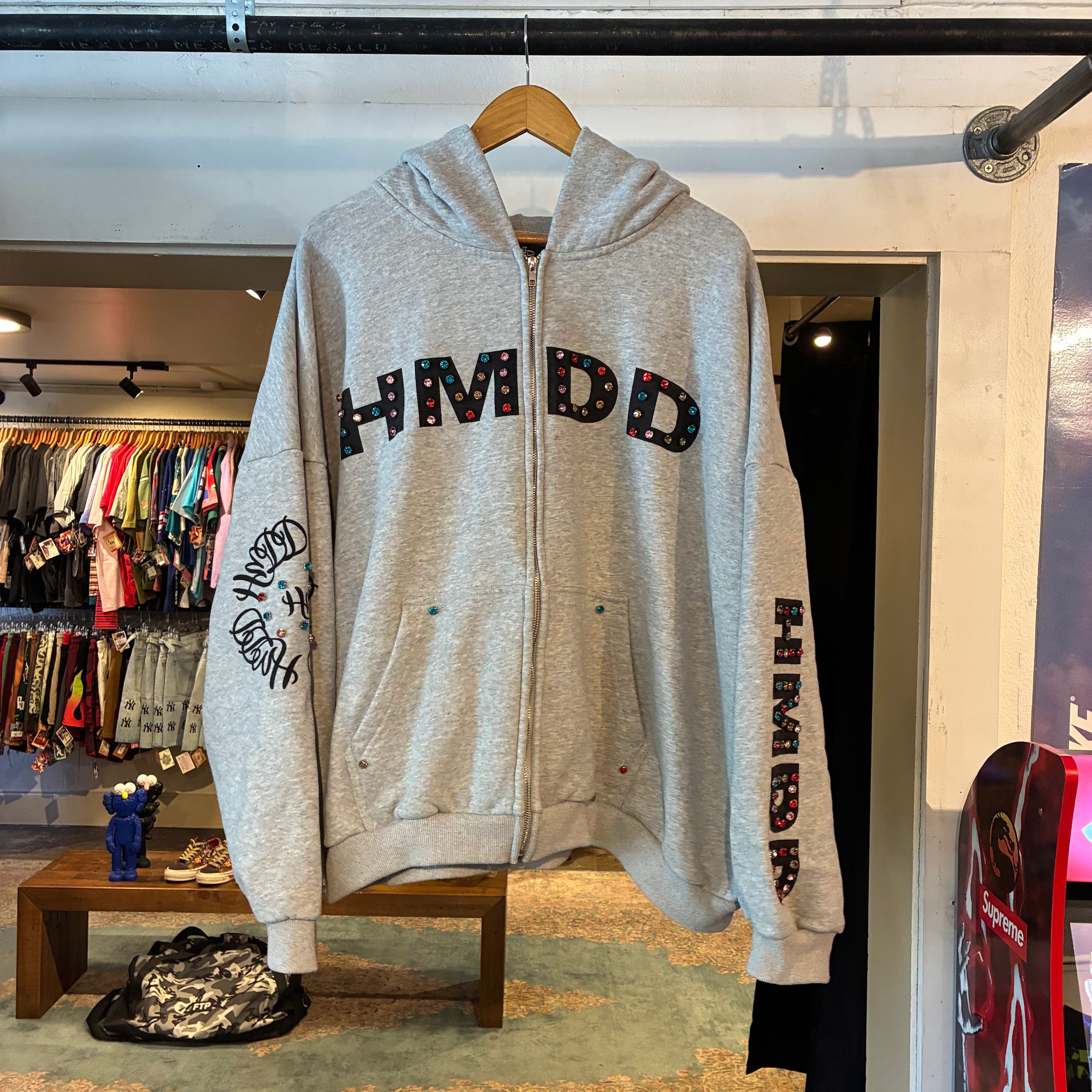 HMDD rhinestone hoodie (XL)