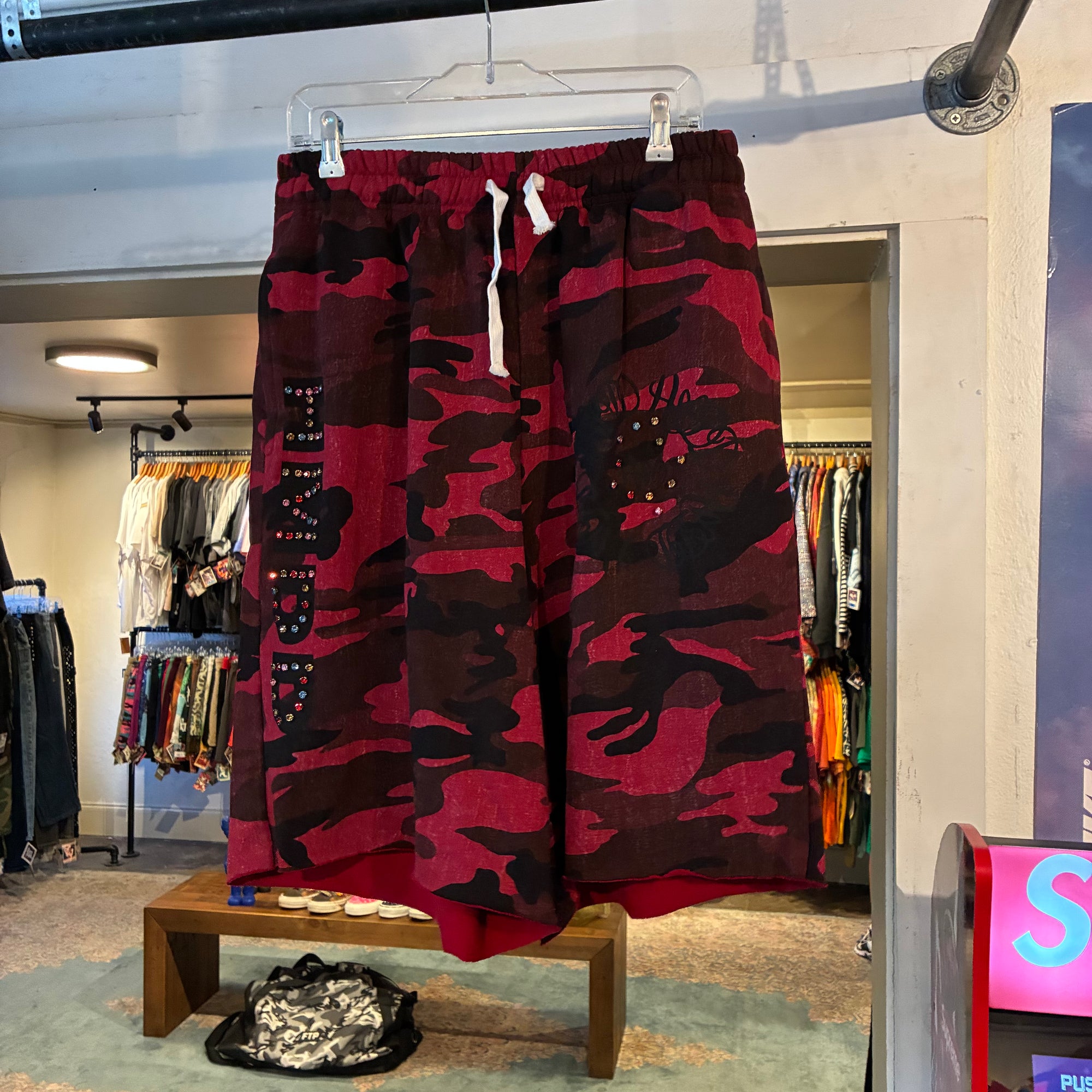 HMDD rhinestone jorts (XL)