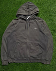 VINTAGE NIKE GREY ZIP UP HOODIE - L