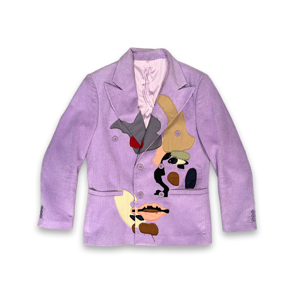 KidSuper Corduroy "Patchwork Face" Suit Top